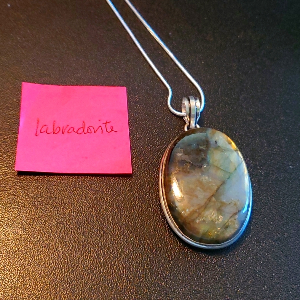 Turkish Jewelry Pendant Necklace with Labradorite Stone